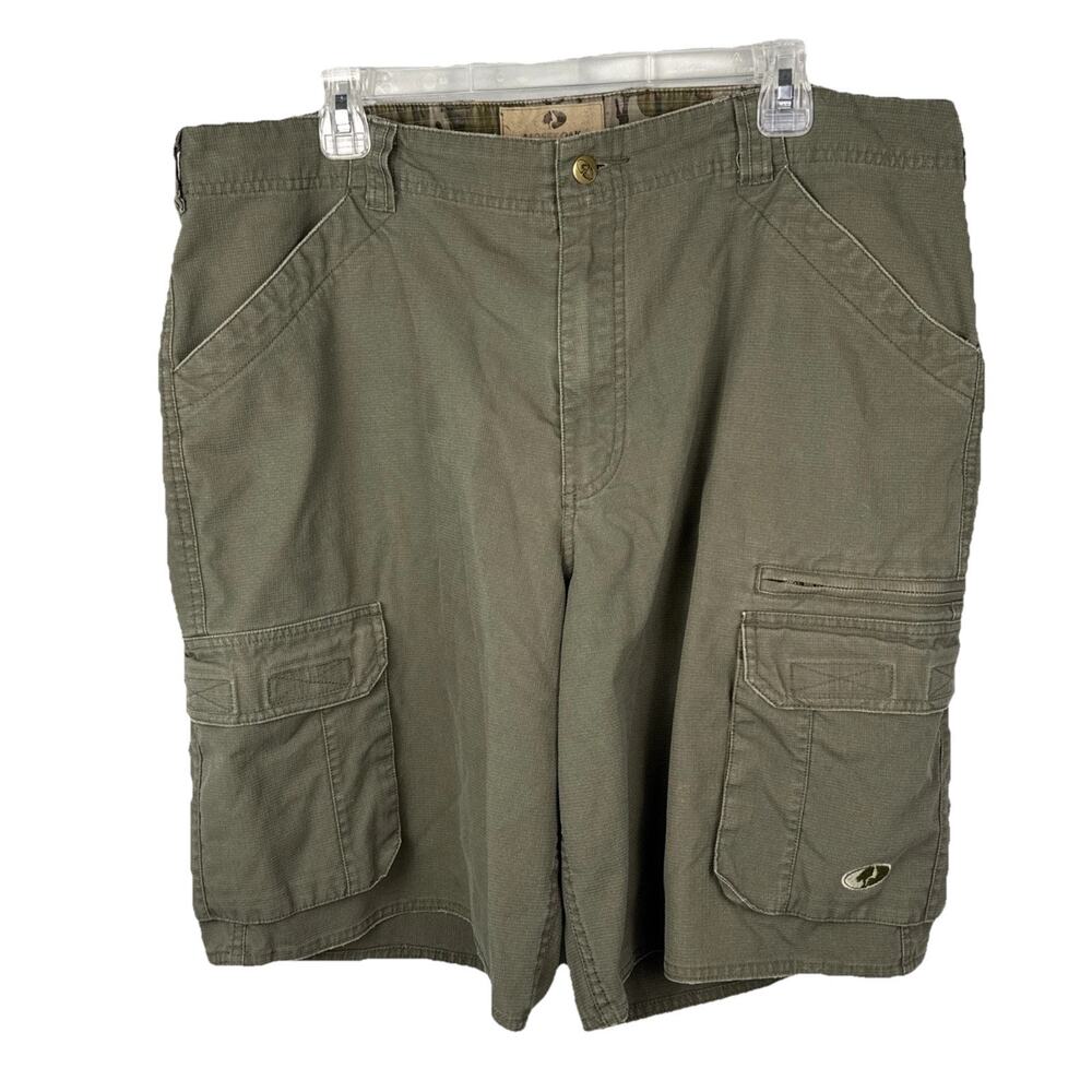 Mossy Oak Cargo Short Rip Stop Canvas Green Sz 38 Fishing Hiking Gorpcore Trail